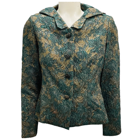 Karl Lagerfeld Vintage Green / Gold Metallic Jacquard Jacket