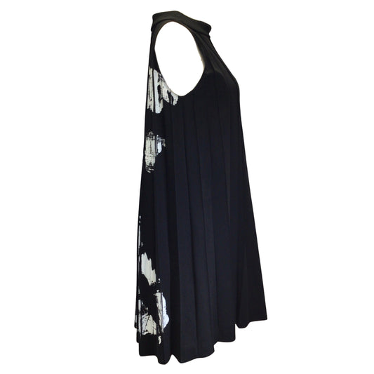 Maison Margiela Black / White Painted Pleated Viscose Crepe Dress