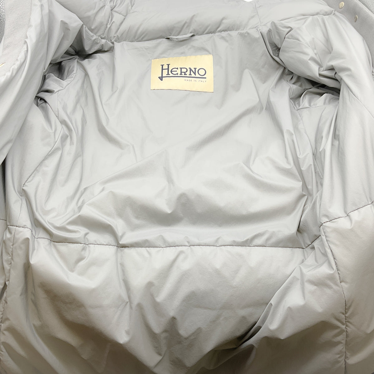 Herno Grey Down Puffer Coat with Wool