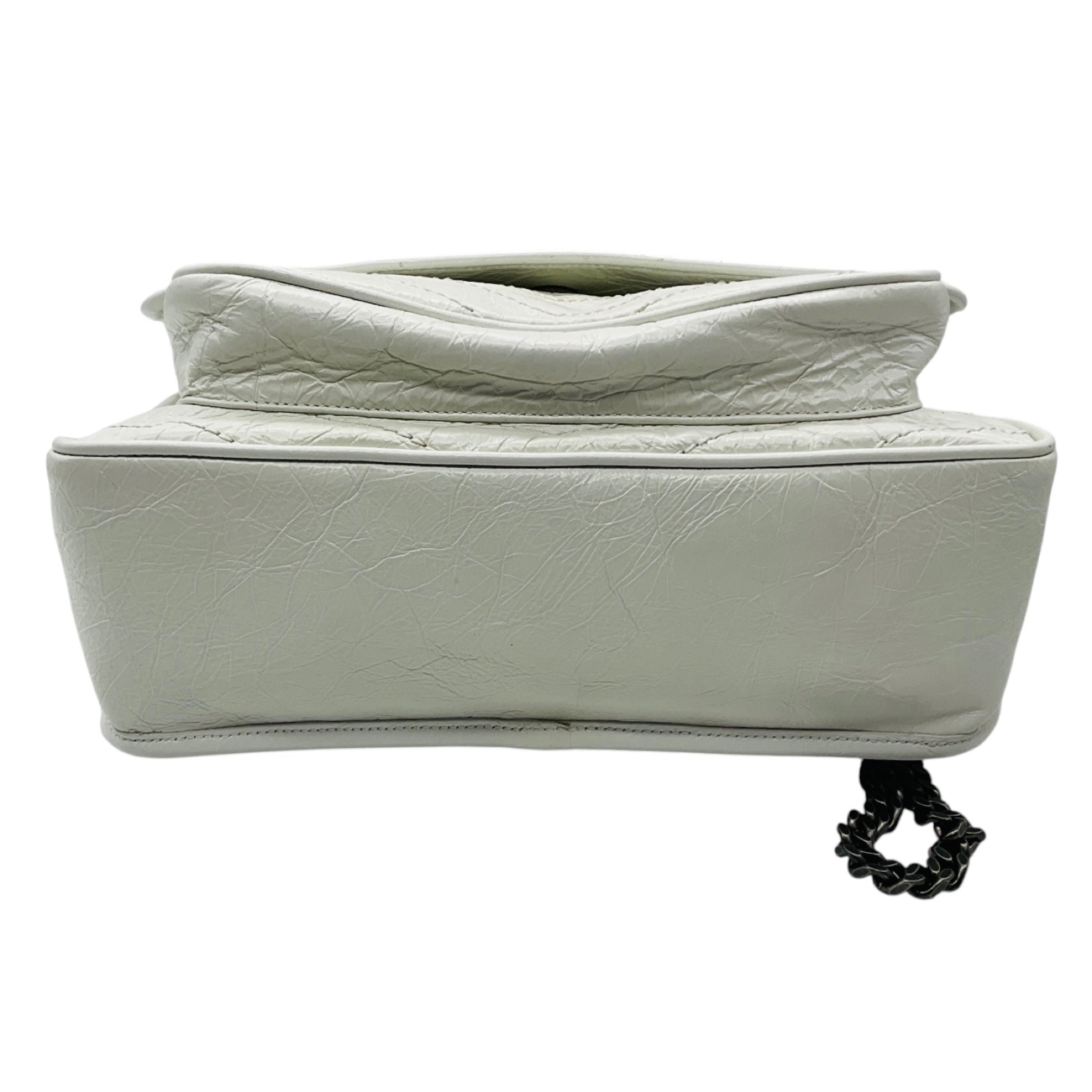 Saint Laurent White Medium Crinkled Calfskin Niki Shoulder Bag
