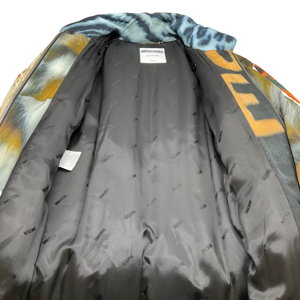 Moschino Yellow Multi Puffer Coat