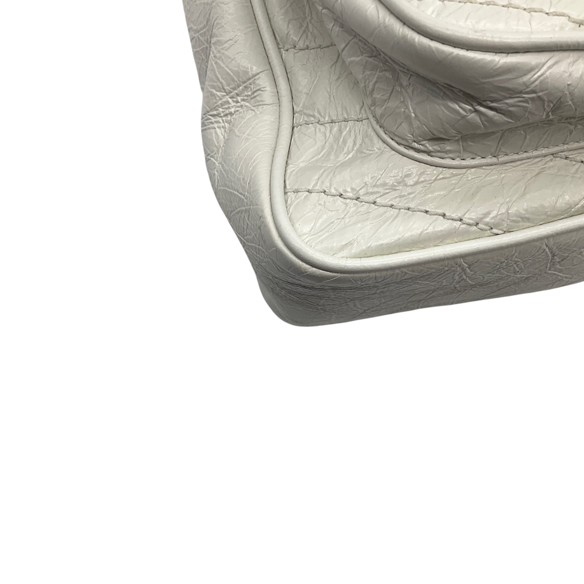 Saint Laurent White Medium Crinkled Calfskin Niki Shoulder Bag