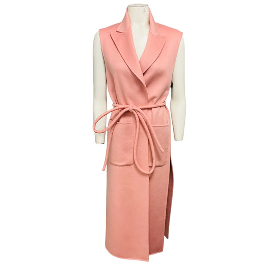 Adam Lippes Light Pink Mid Length Cashmere Vest with Tie
