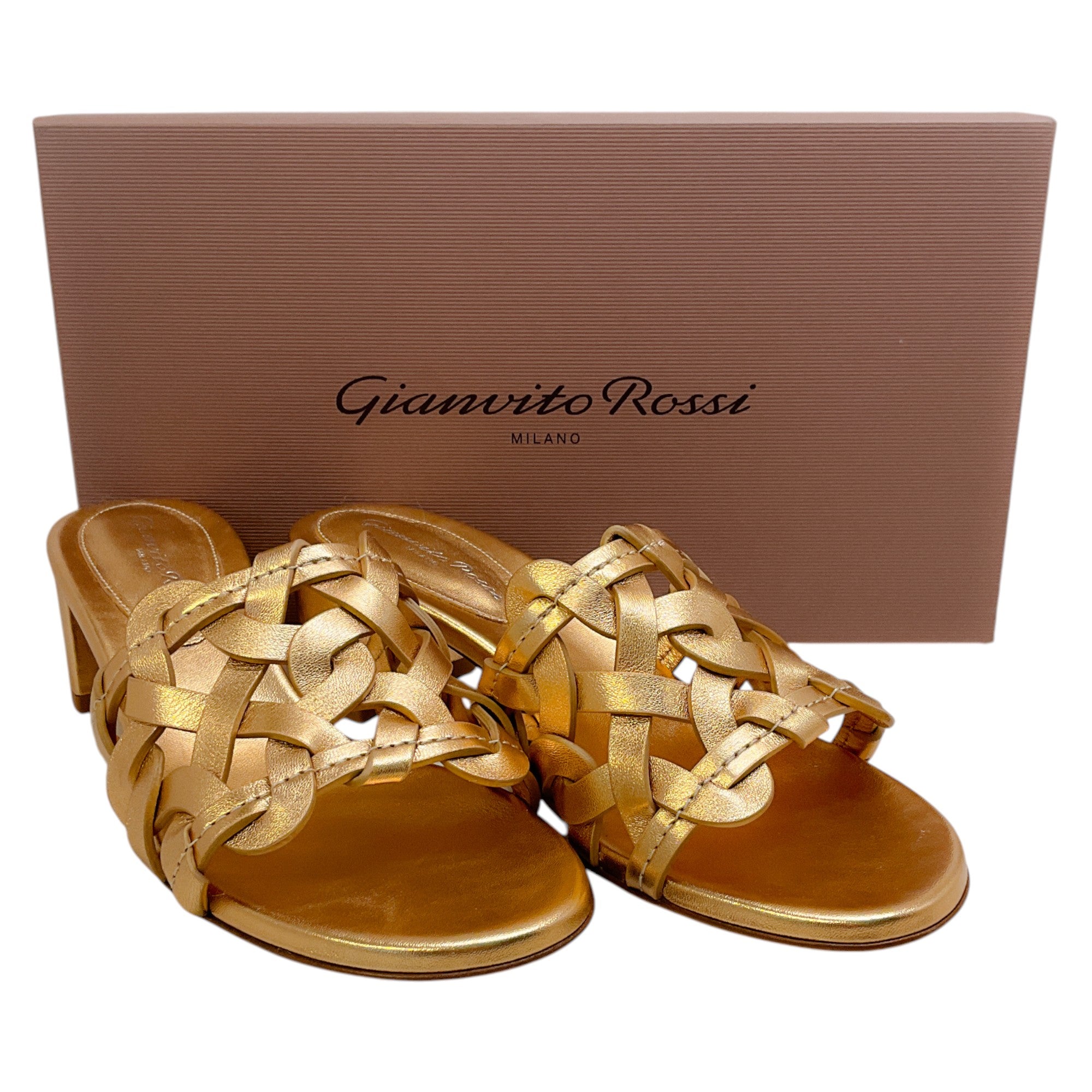 Gianvito Rossi Mekong Gold Leather Amalfi 85 Sandals