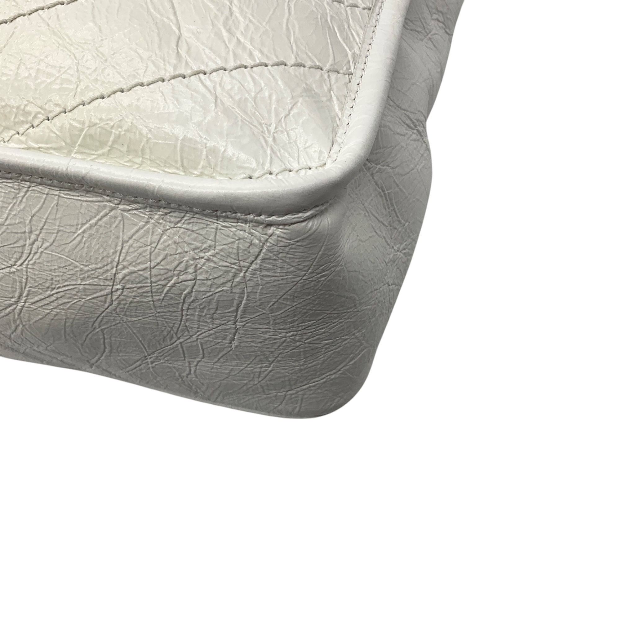 Saint Laurent White Medium Crinkled Calfskin Niki Shoulder Bag