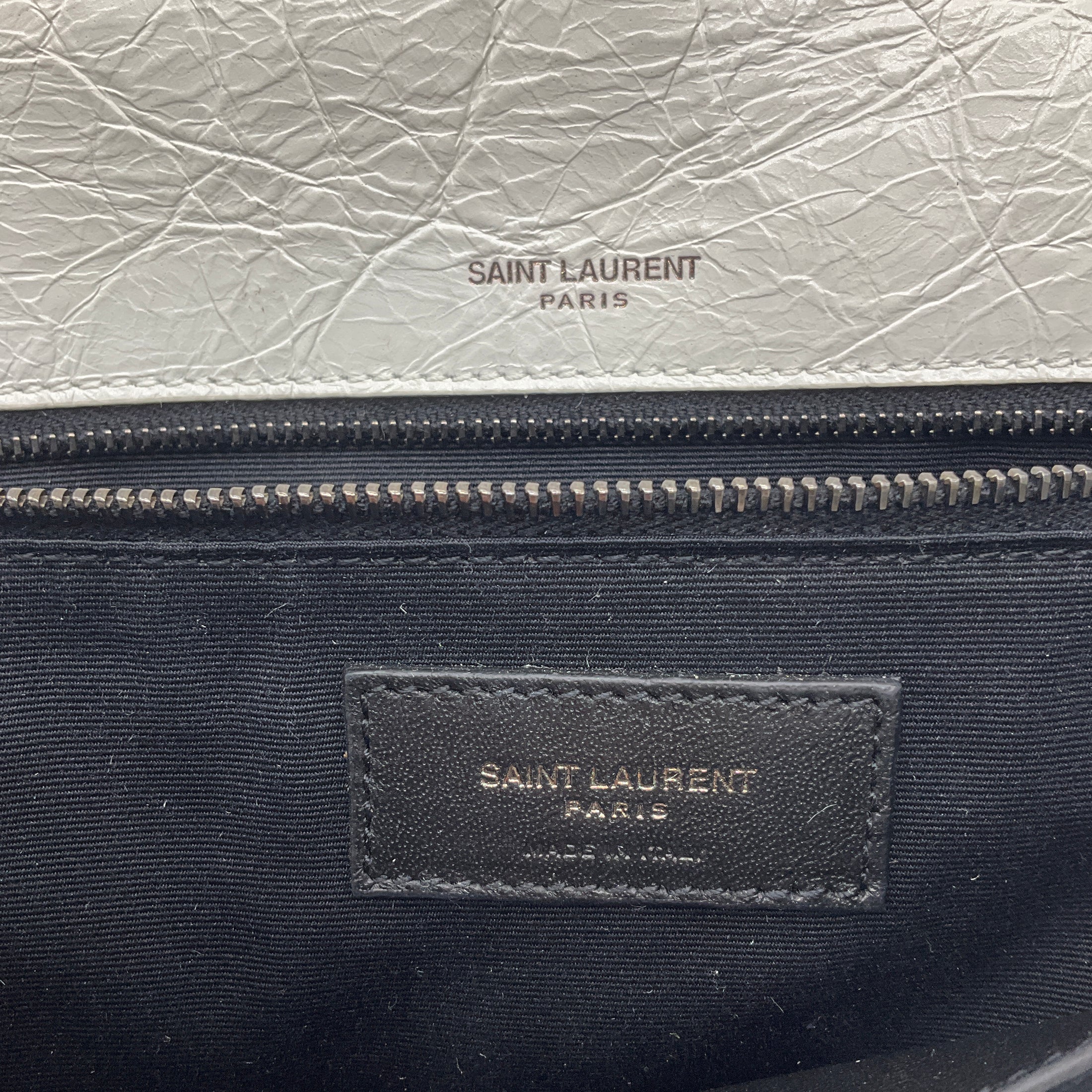 Saint Laurent White Medium Crinkled Calfskin Niki Shoulder Bag