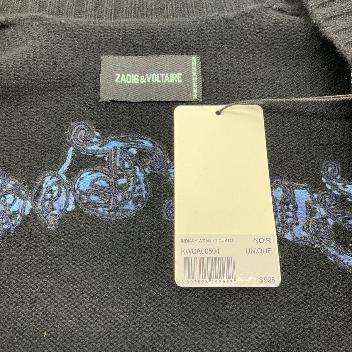 Zadig & Voltaire Black Cashmere Indiany Open Cardigan