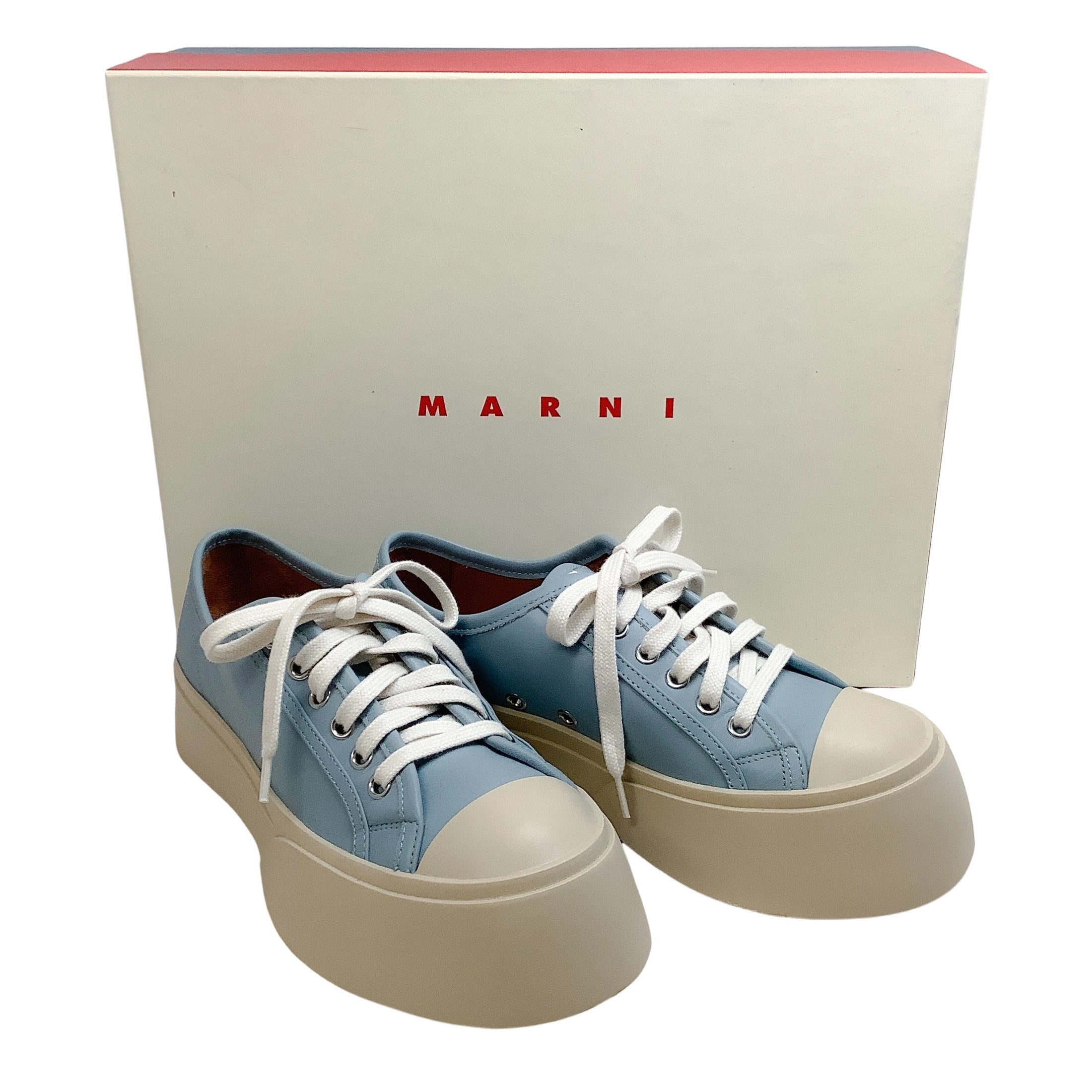 Marni Aquamarine Leather Pablo Lace Up Sneakers