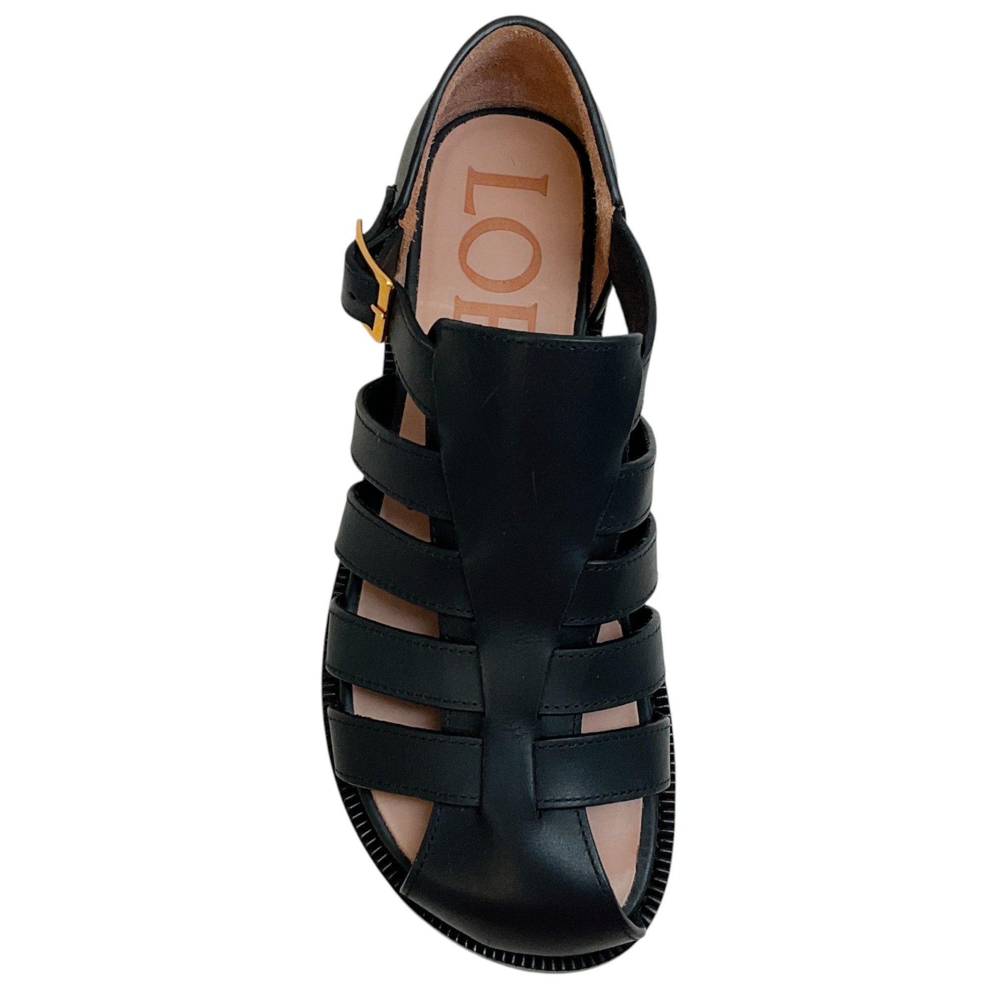 Loewe Black Leather Campo Sandals