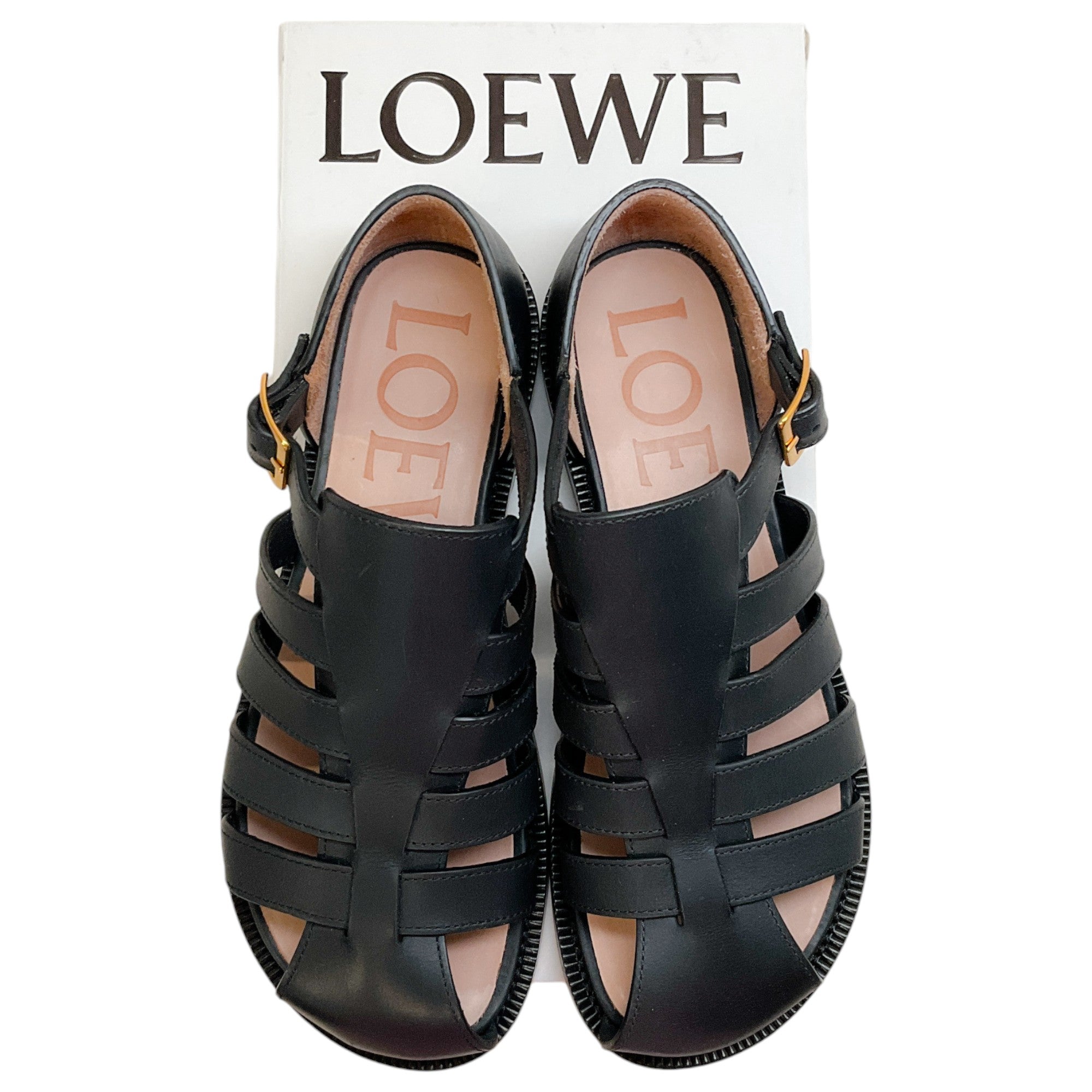 Loewe Black Leather Campo Sandals