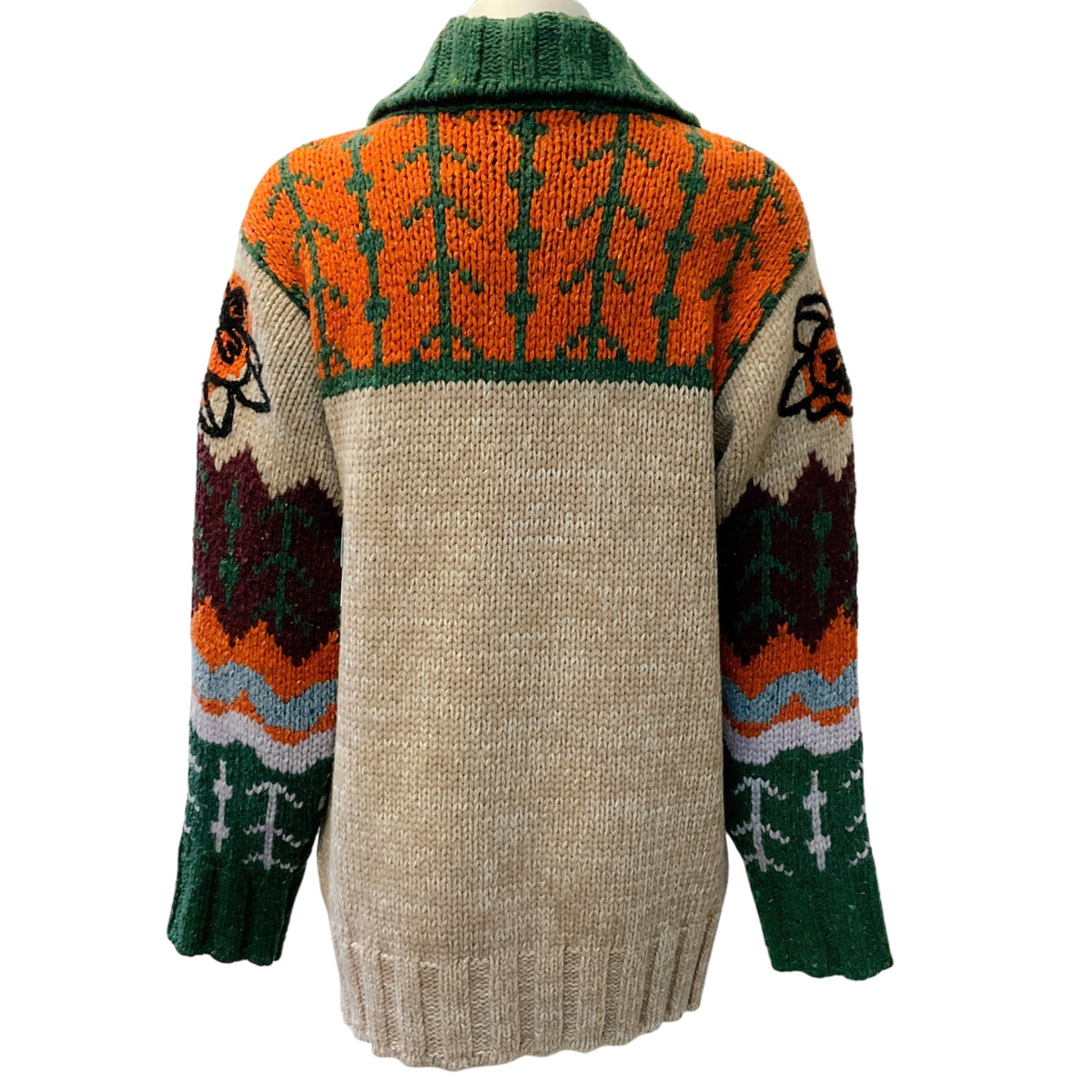 La DoubleJ Camel Multi Wool Embroidered Chalet Cardigan