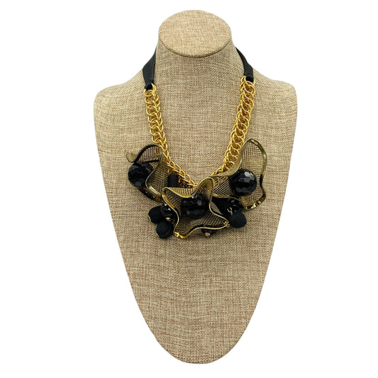 Marni Black / Gold Mesh Chainmail Ribbon Necklace