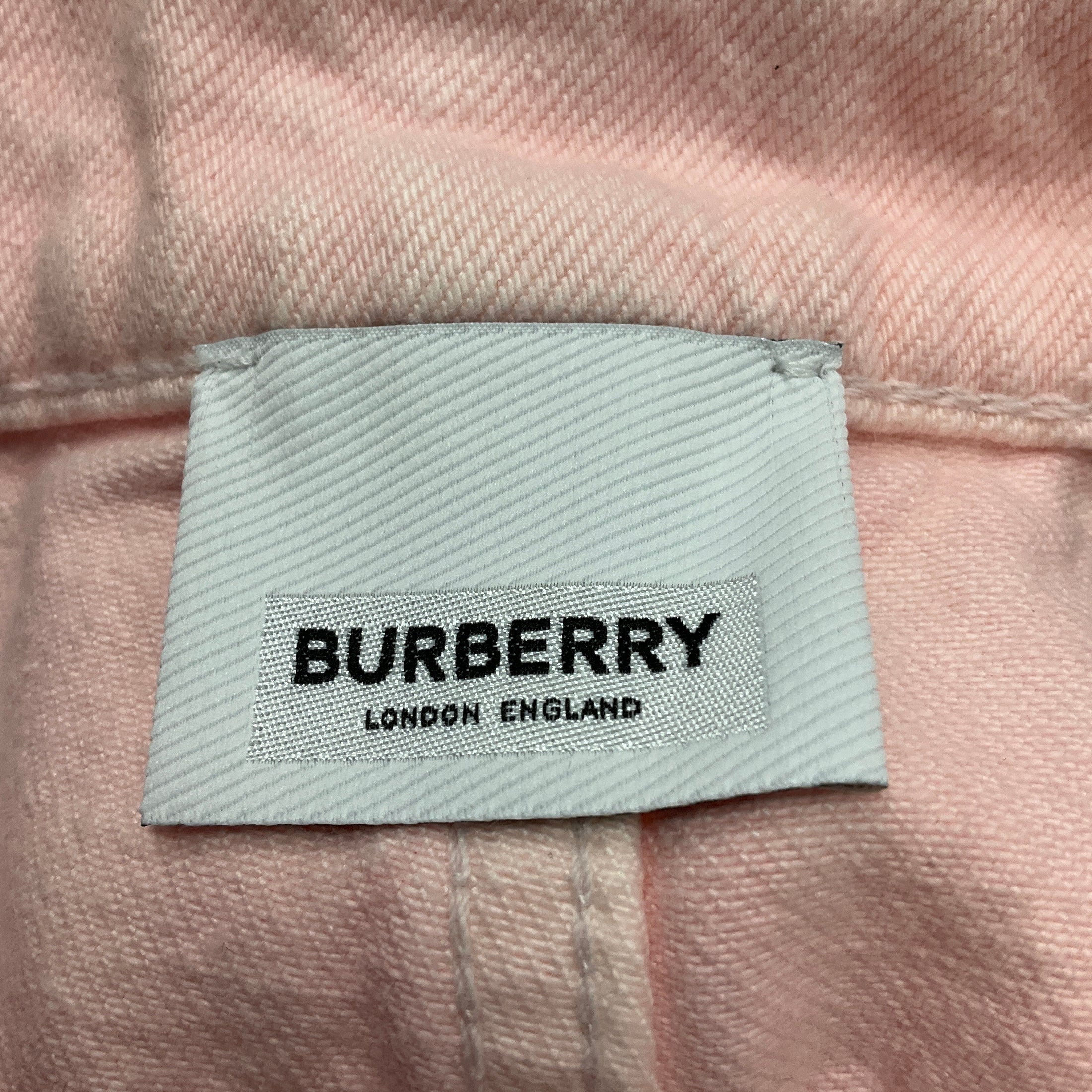 Burberry Pale Pink Logo Patch Flared Cotton Jeans