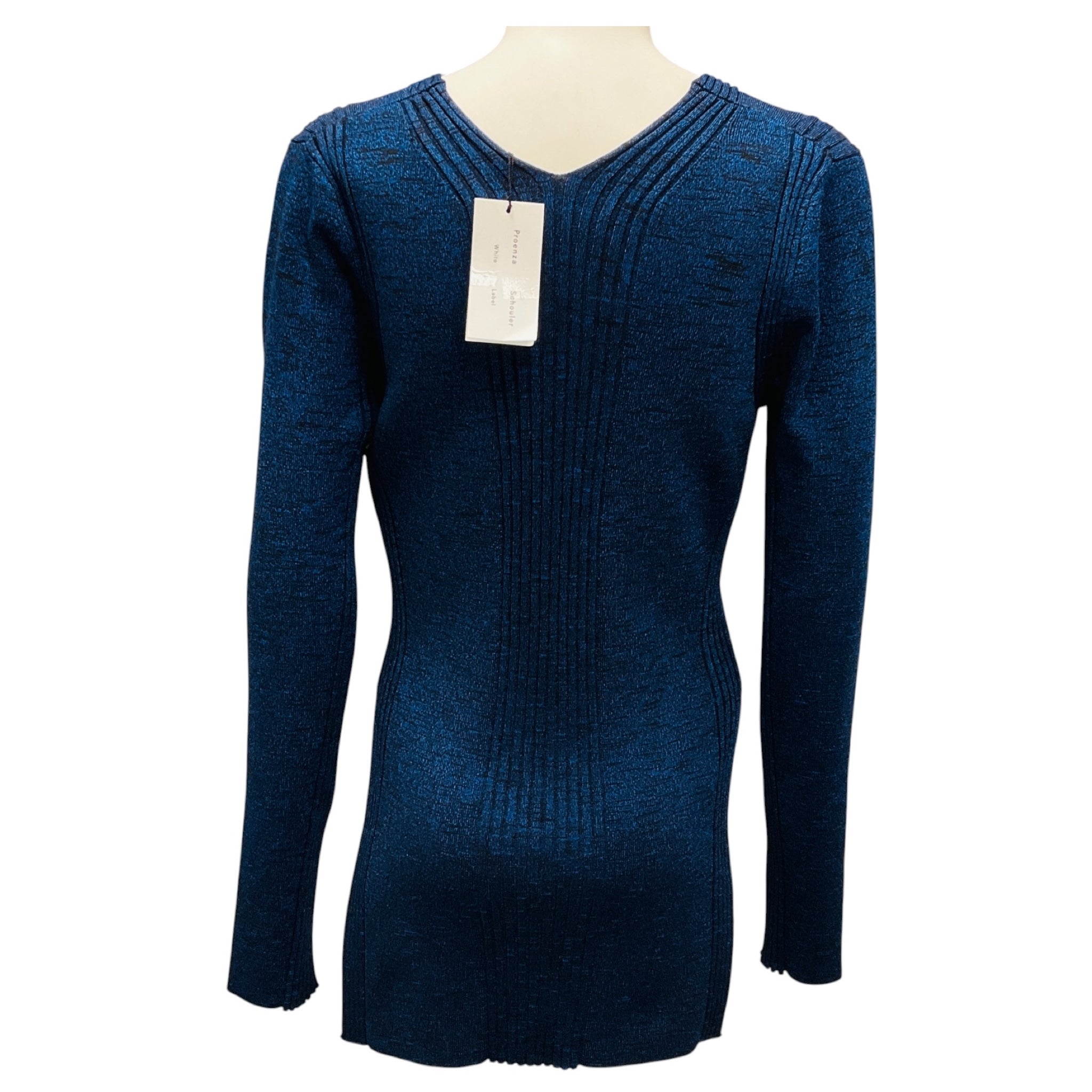 Proenza Schouler Blue Melange Rib V-Neck Top