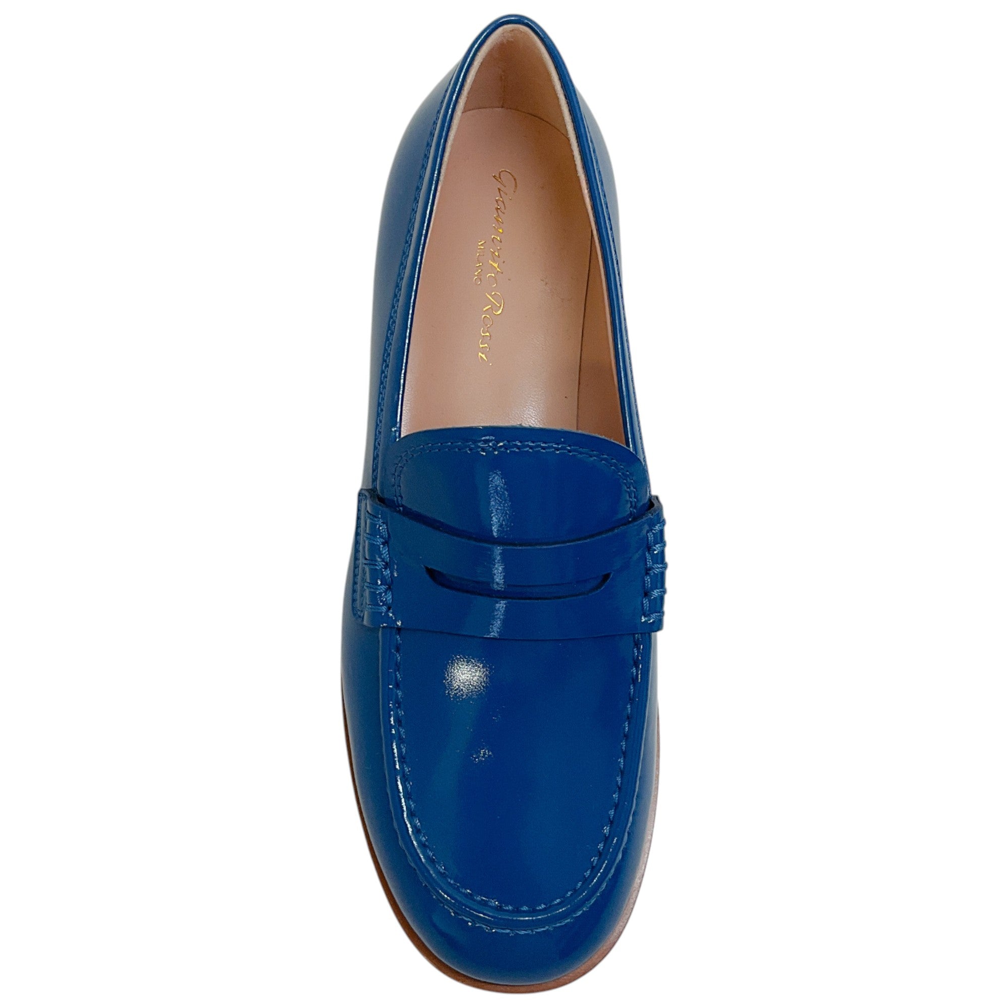 Gianvito Rossi Blue Patent Leather Georgie Loafers