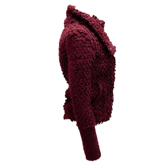 IRO Burgundy Caty Stand Collar Wrap Sweater Jacket