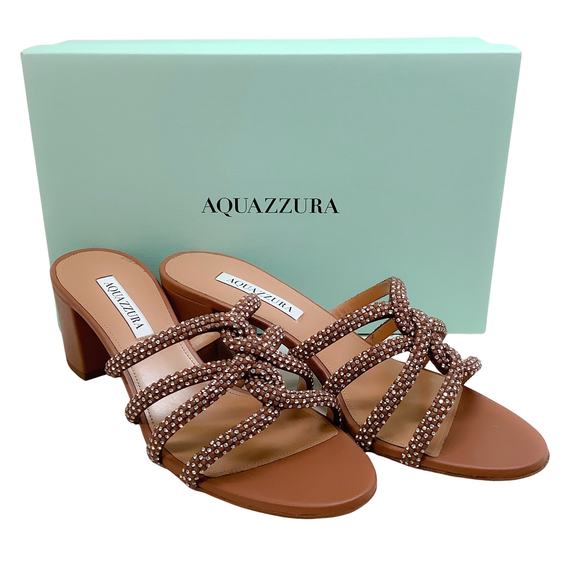 Aquazzura Moondust Twist Sandals with Crystal Ebellishments