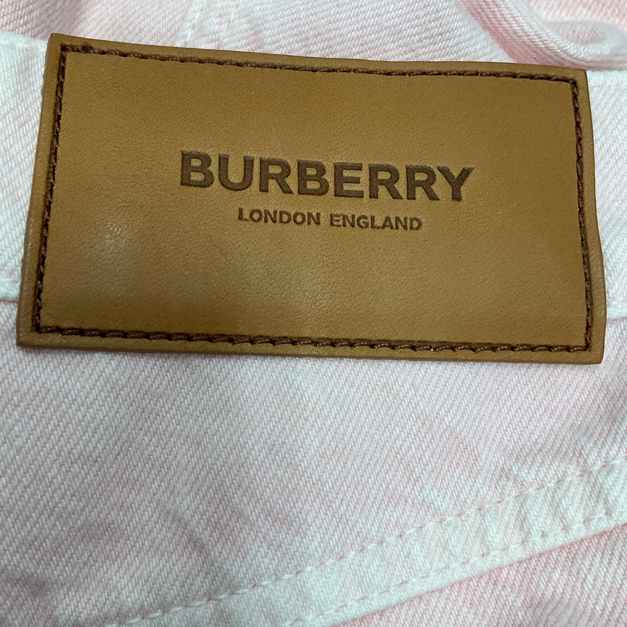 Burberry Pale Pink Logo Patch Flared Cotton Jeans