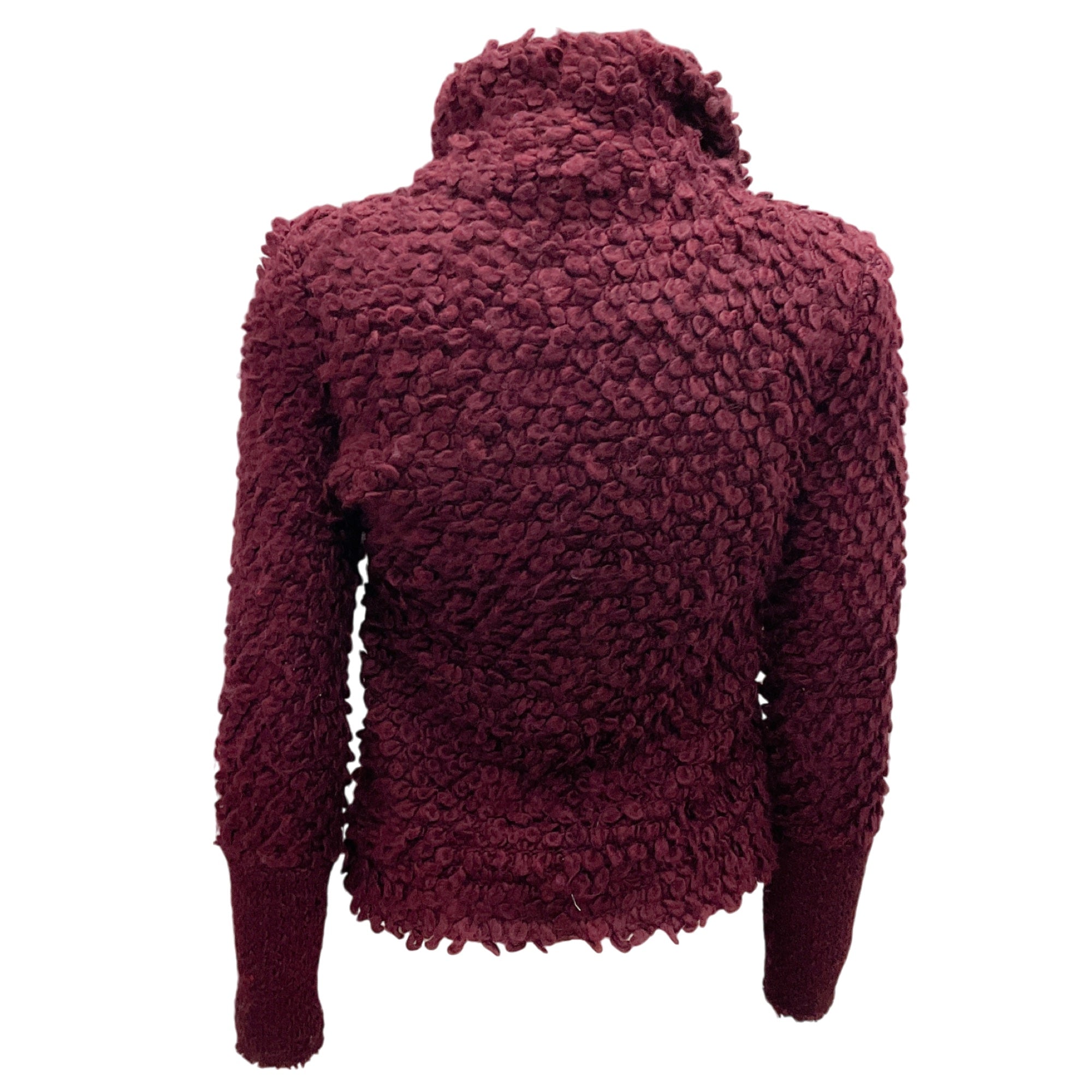 IRO Burgundy Caty Stand Collar Wrap Sweater Jacket