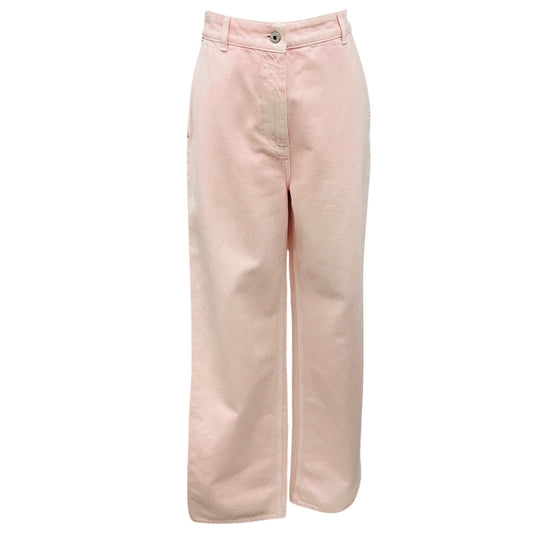 Burberry Pale Pink Logo Patch Flared Cotton Jeans