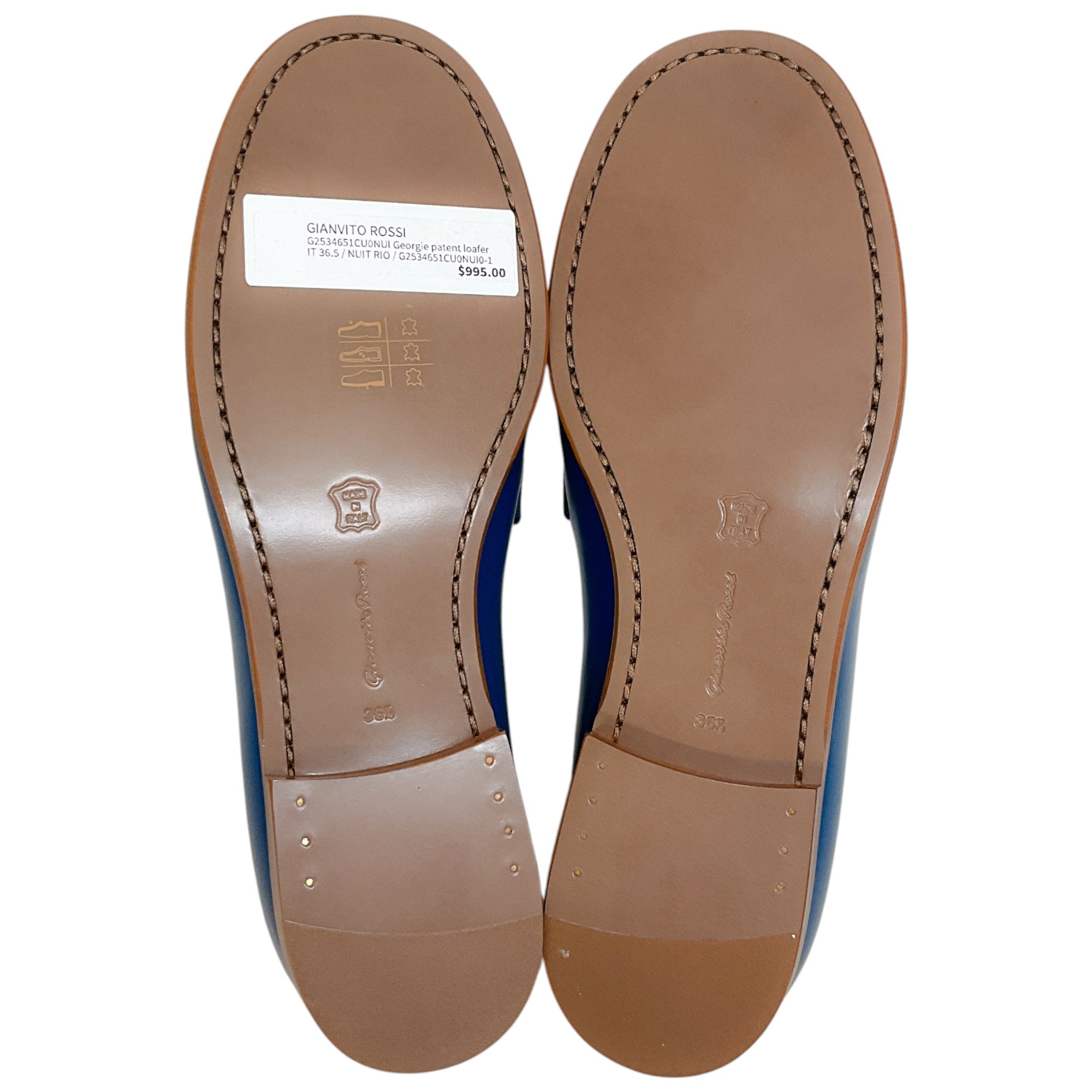 Gianvito Rossi Blue Patent Leather Georgie Loafers