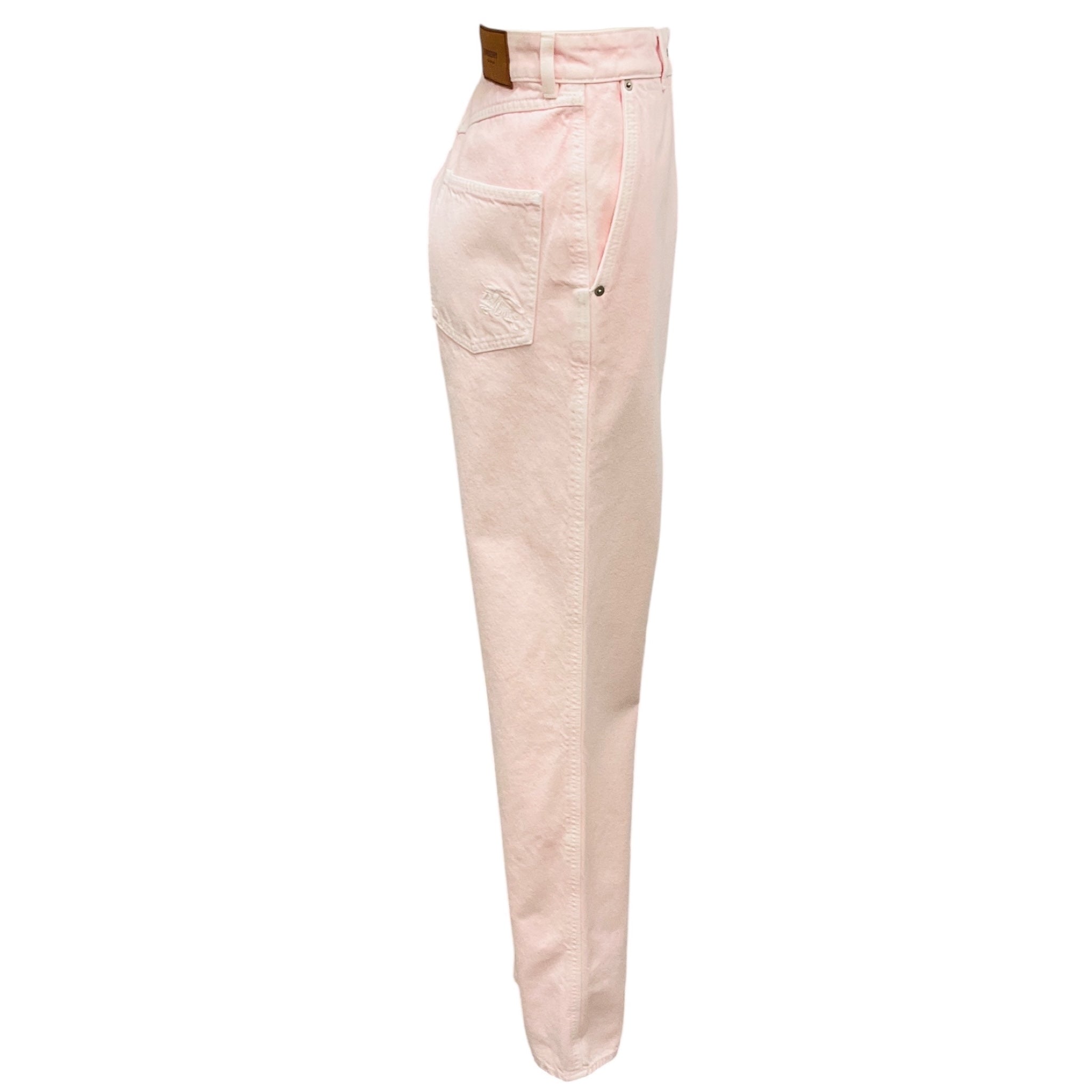 Burberry Pale Pink Logo Patch Flared Cotton Jeans