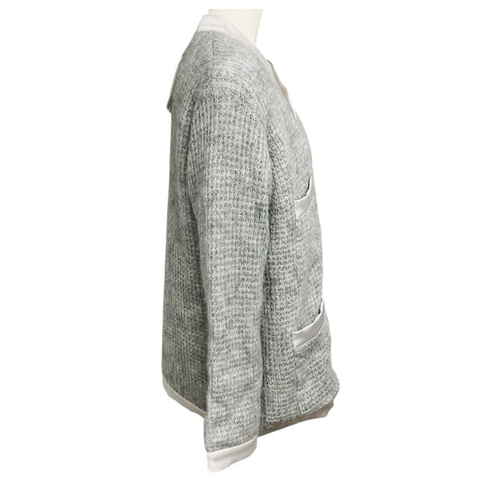 forte_forte Grey Grigio Melange Waffle Knit Pocket Cardigan Sweater