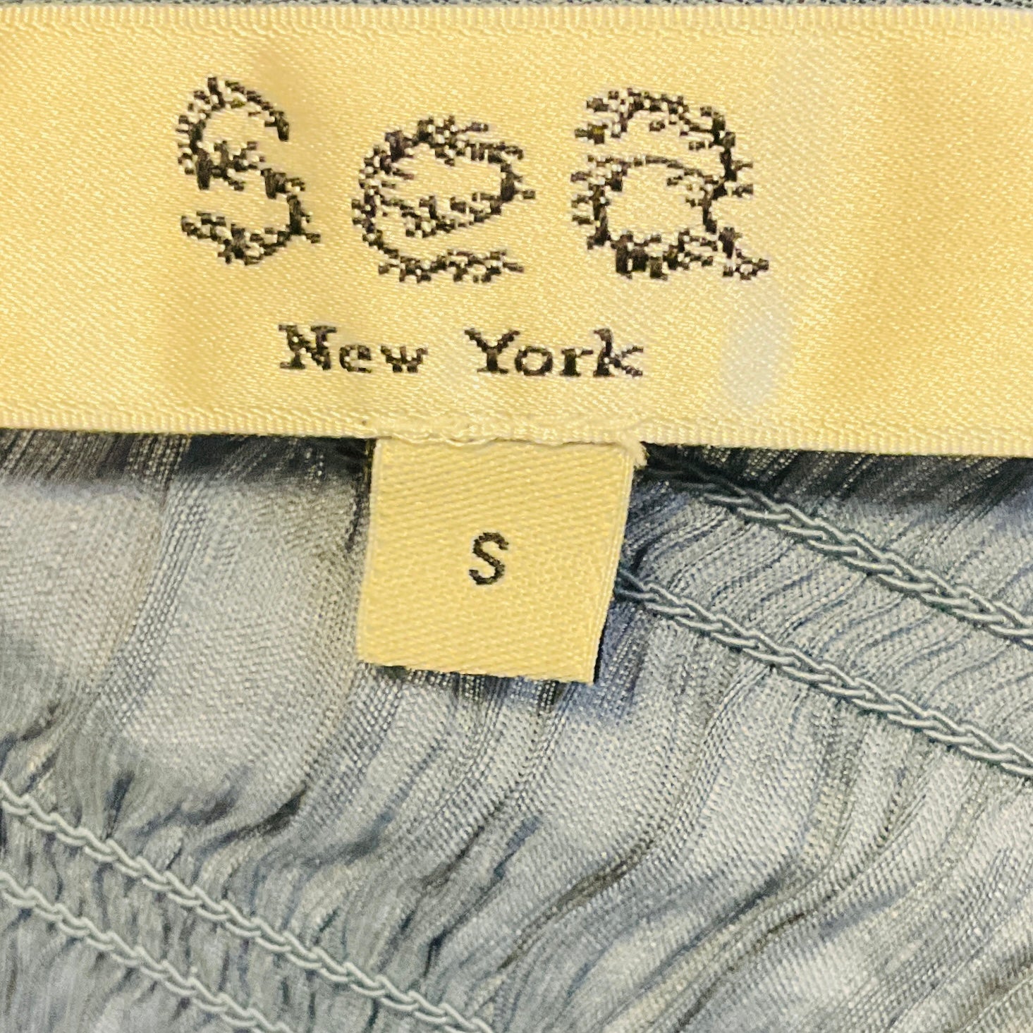 Sea New York Slate Blue Short Sleeved Smocked Maxi Dress
