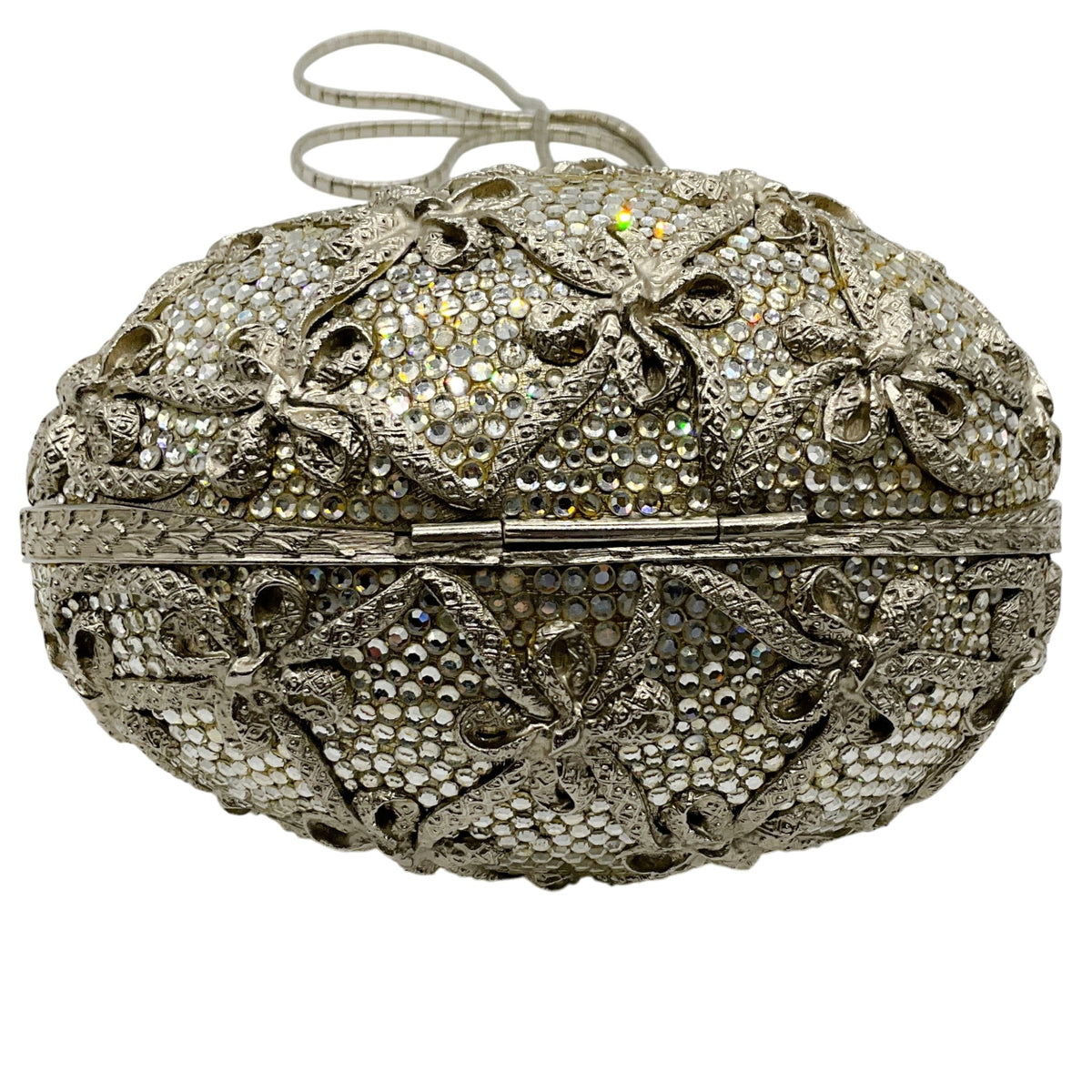 Judith Leiber Silver Crystal Faberge Egg Minaudiere