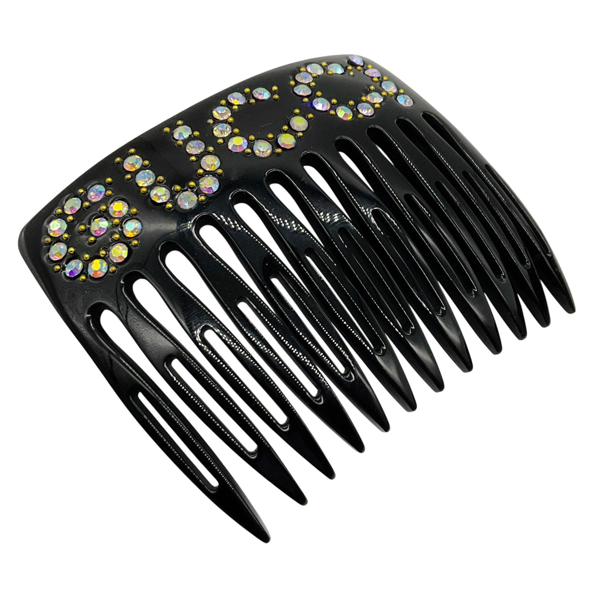 Gucci Black Crystal Embellished Resin Hair Comb