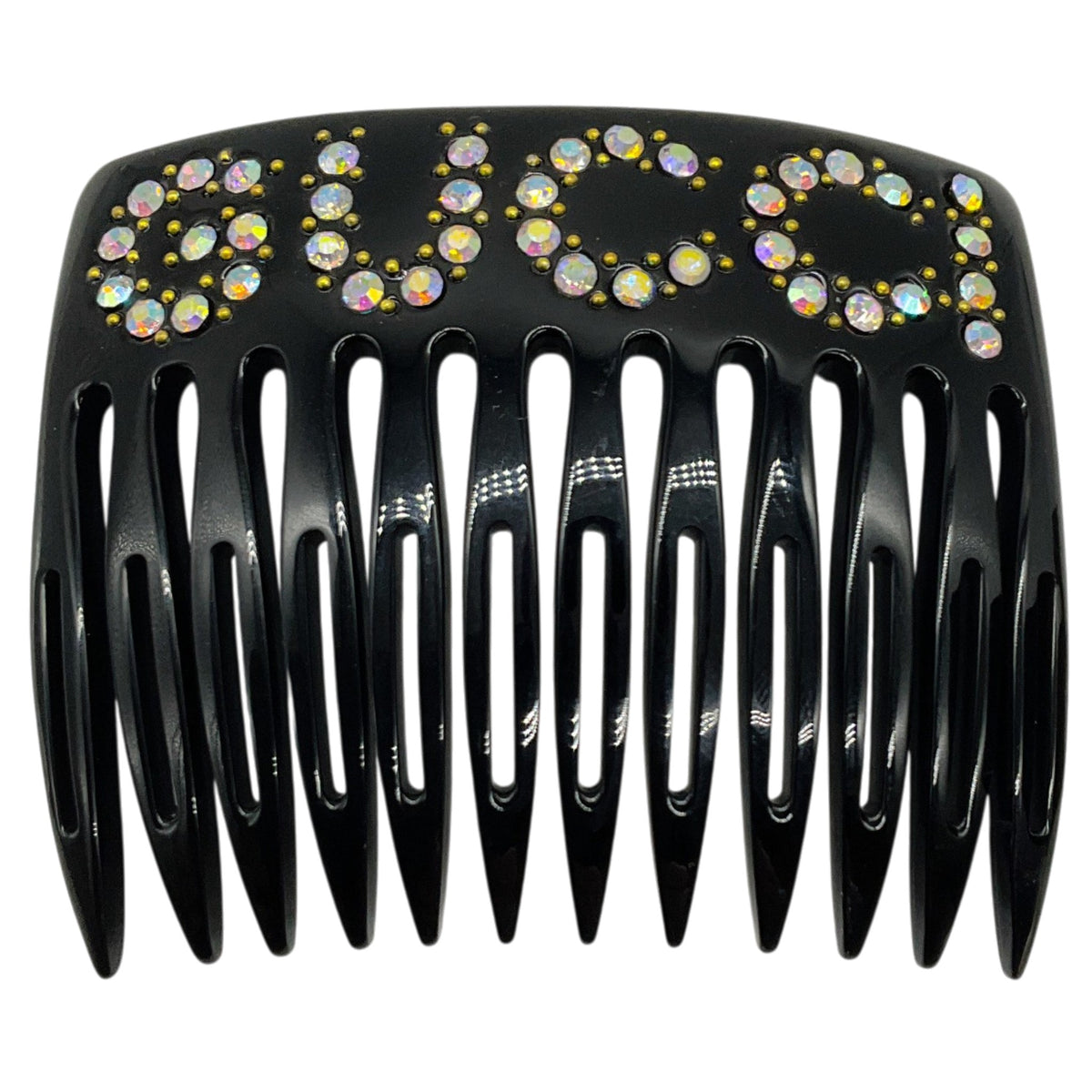 Gucci Black Crystal Embellished Resin Hair Comb