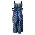 Load image into Gallery viewer, Easton Pearson Teal / Black Striped Belted Silk Dress
