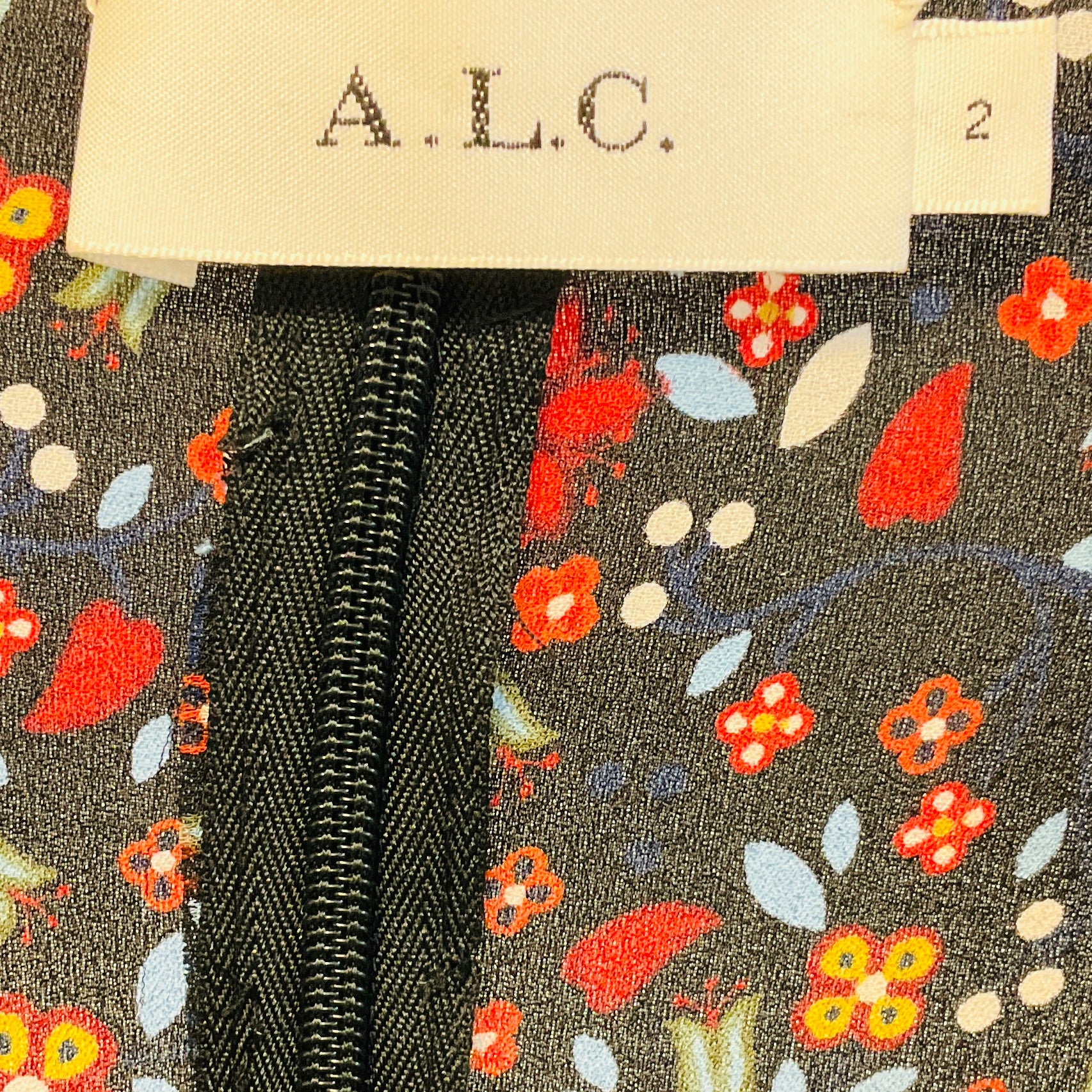 A.L.C. Black / Red Multi Floral Printed Maxi Dress with Cut Out Detail