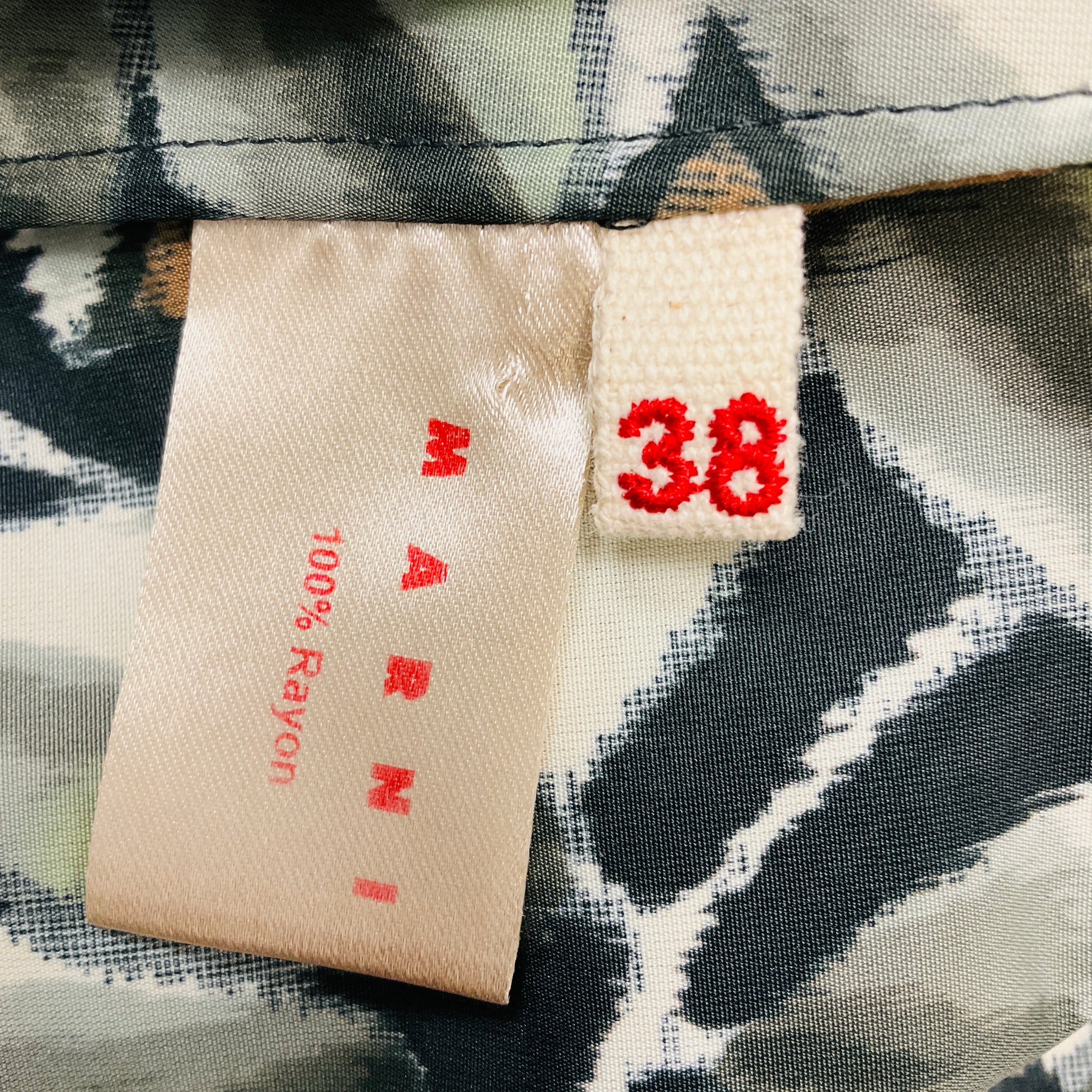 Marni Green / Brown Tie-Neck Leaf Print Sleeveless Top