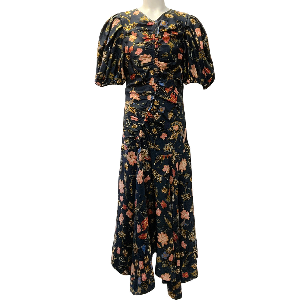 Ulla Johnson Odessa Multi Floral Heleen Puff Sleeve Midi Dress
