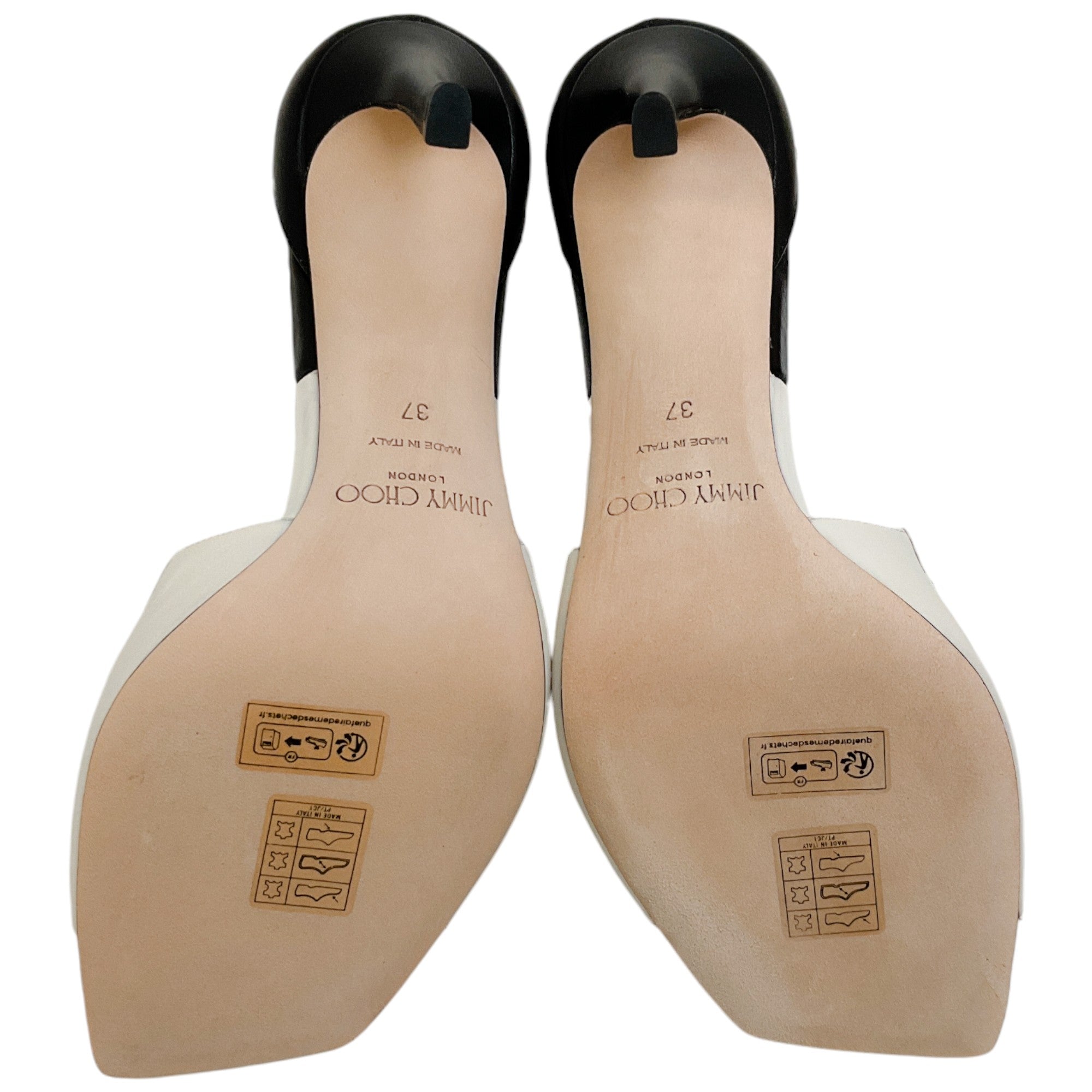 Jimmy Choo Latte / Black Leather Azia 95 Sandals