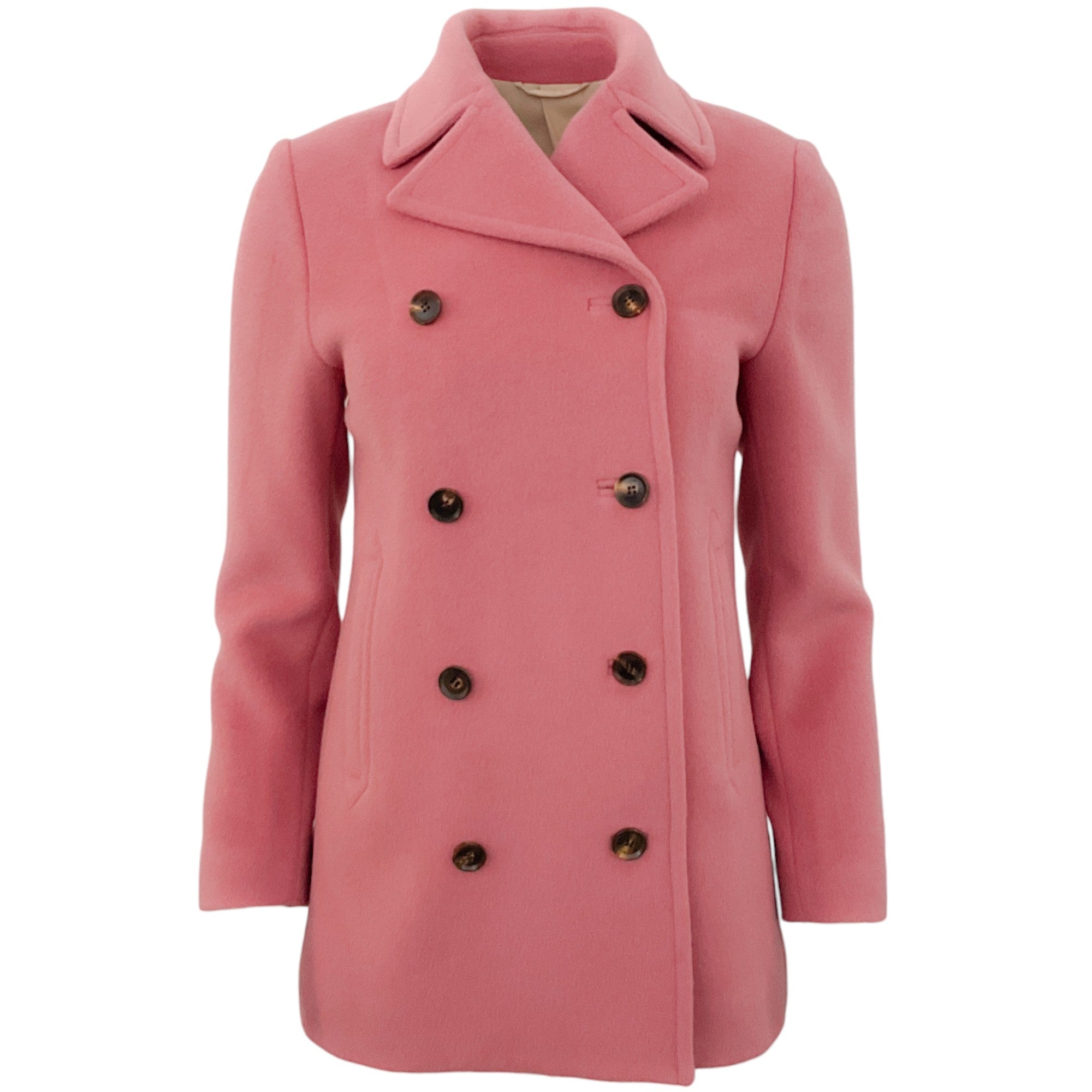 Kiton Pink Wool Double Breasted Pea Coat