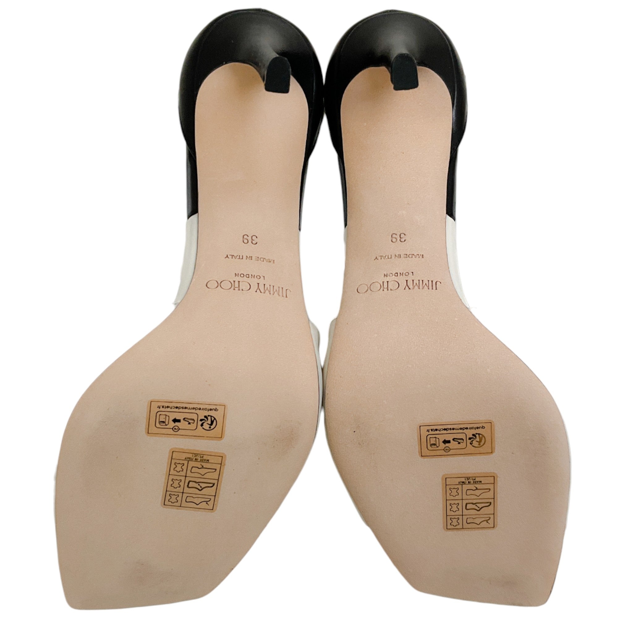 Jimmy Choo Latte / Black Leather Azia 95 Sandals