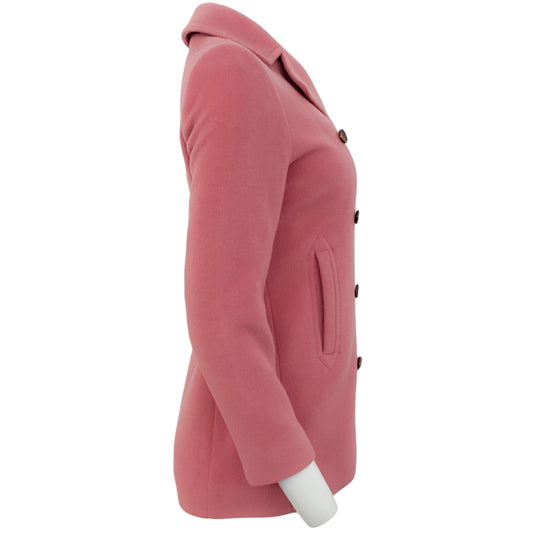 Kiton Pink Angora / Wool Double Breasted Pea Coat