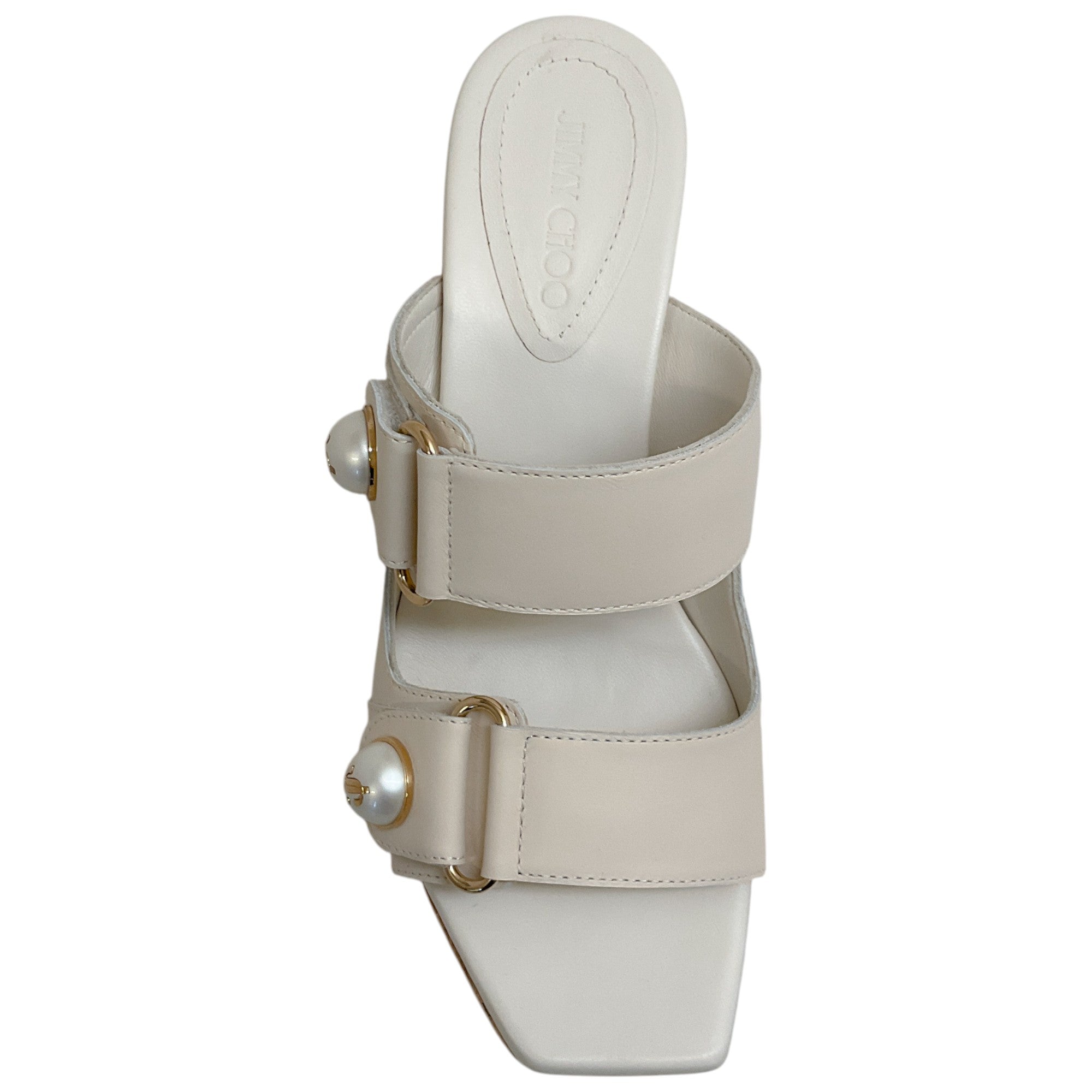 Jimmy Choo Latte Leather Fayence Cork Wedge Sandals