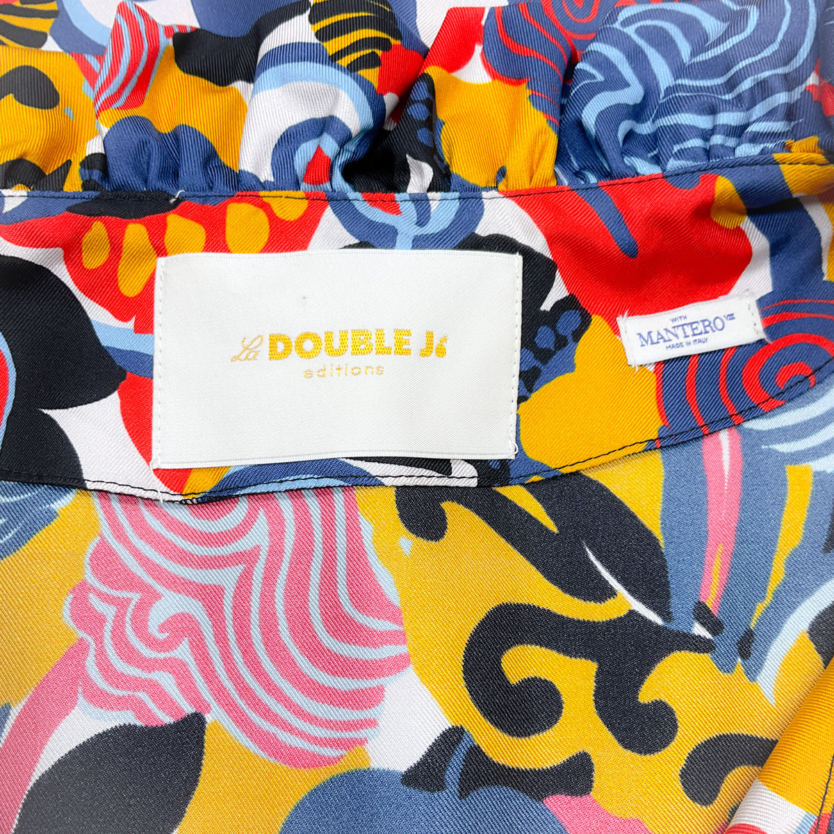 La DoubleJ Multi Silk Ruffled Midi Dress