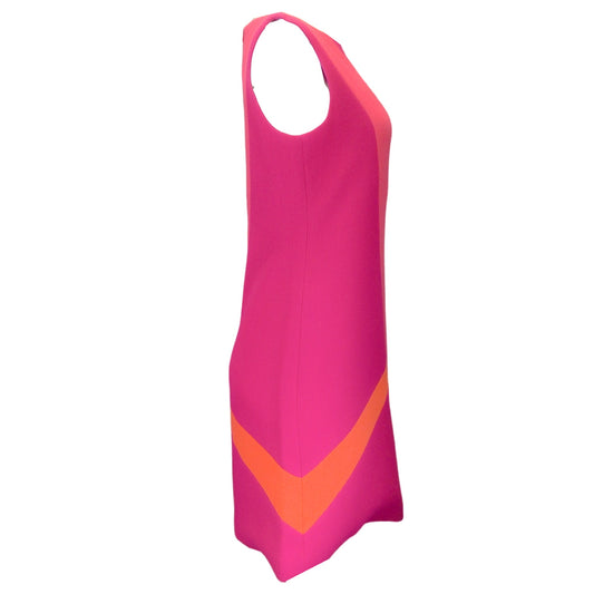 Tom and Linda Platt Magenta / Pink / Orange Multi Sleeveless Colorblock Crepe Dress