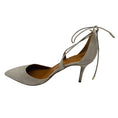 Load image into Gallery viewer, Aquazzura Light Grey Suede Pointed Toe Ankle Wrap Pumps
