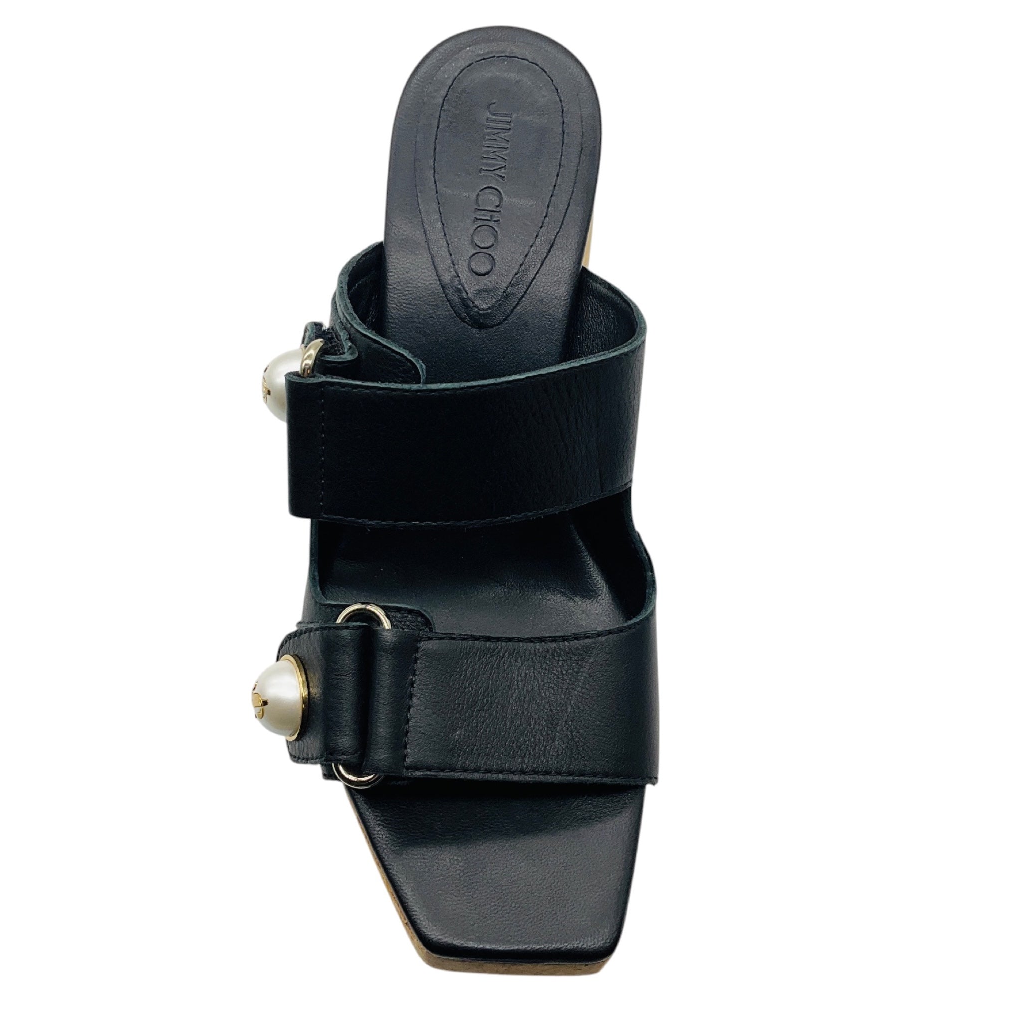 Jimmy Choo Black Fayence 95mm Leather Platform Sandals