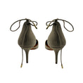 Load image into Gallery viewer, Aquazzura Light Grey Suede Pointed Toe Ankle Wrap Pumps

