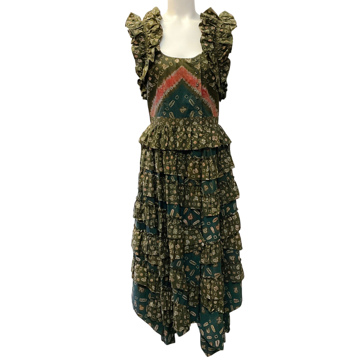 Ulla Johnson Olive Green Jasper Print Nia Dress