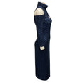 Load image into Gallery viewer, St. John Navy Blue Sequined Chevron Knit Dress
