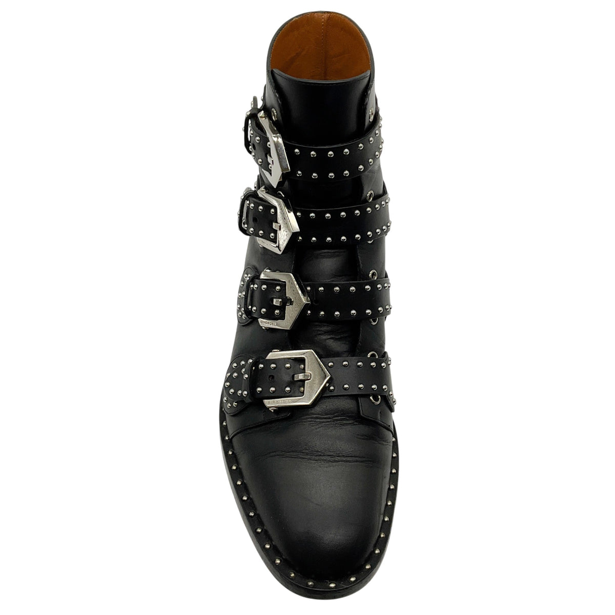 Givenchy Black Leather Silver Studded Biker Boots