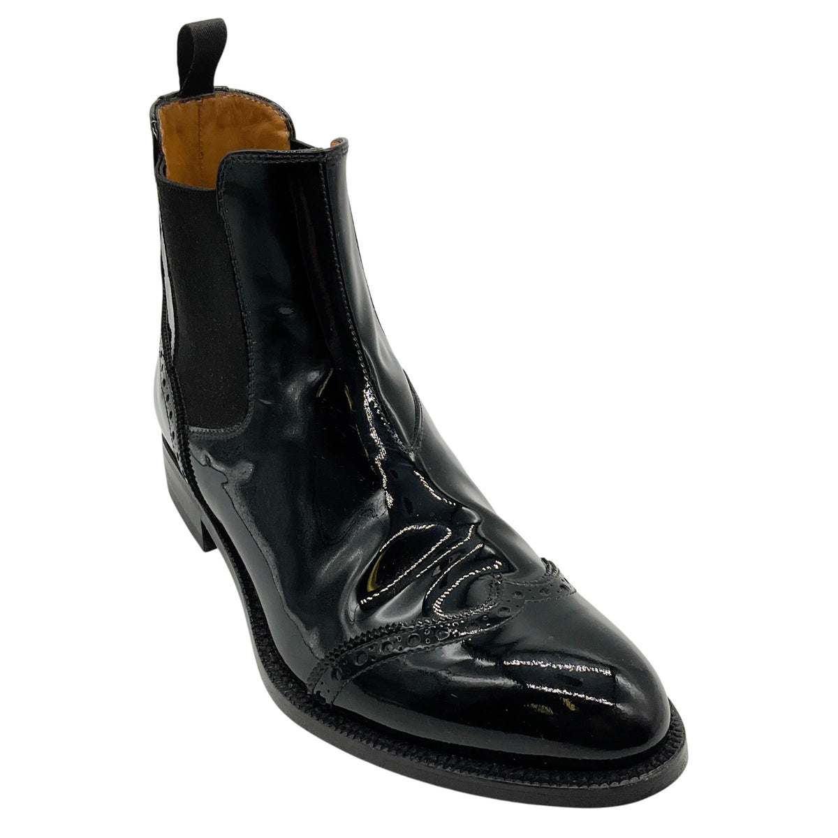 Church's Black Patent Wingtip Brogue Chelsea Booties