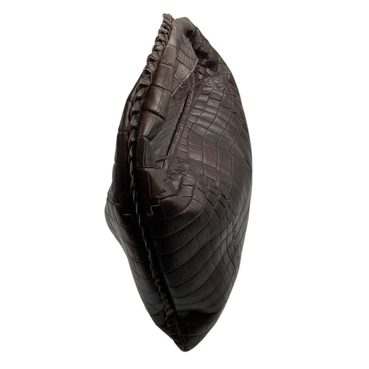 Bottega Veneta Brown Crocodile Skin Leather Hobo Shoulder Bag